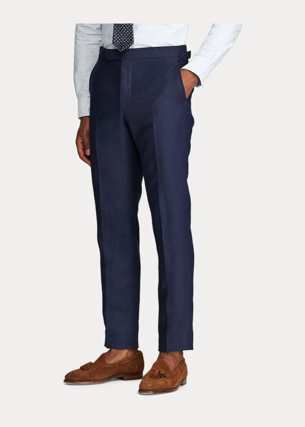 Ralph Lauren Linen Trouser Tmavě Tmavě Blankyt | ugxdxQyr