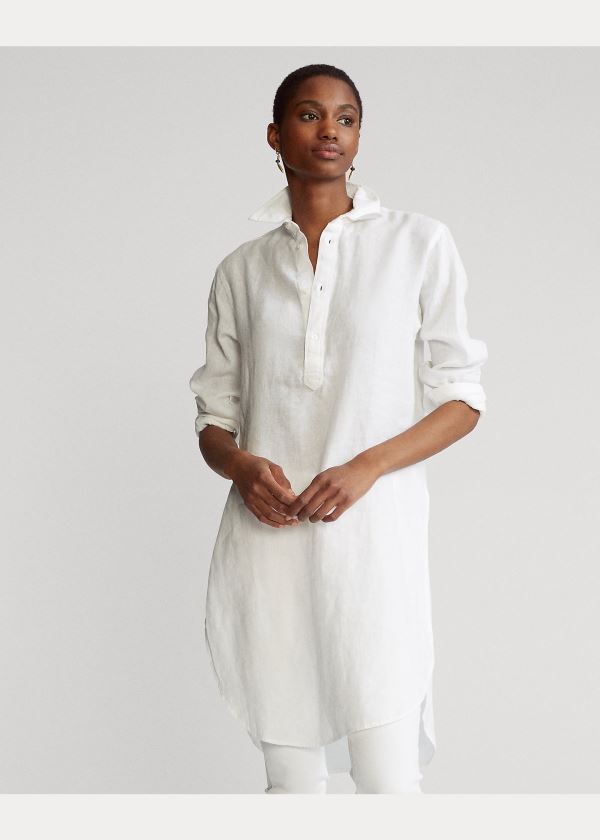 Ralph Lauren Linen Tunic Bílé | irgIN3nB