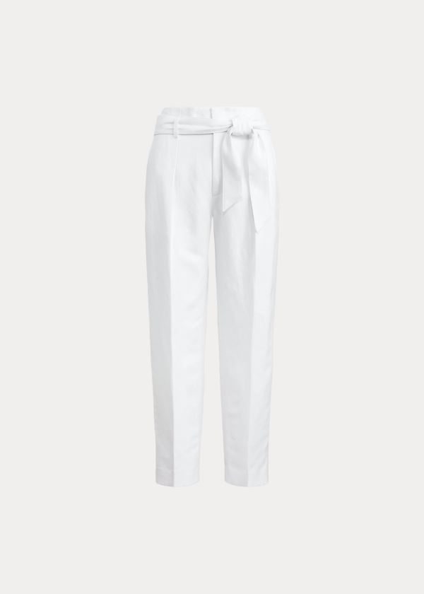 Ralph Lauren Linen-Twill Cropped Pant Bílé | v16PtJGW