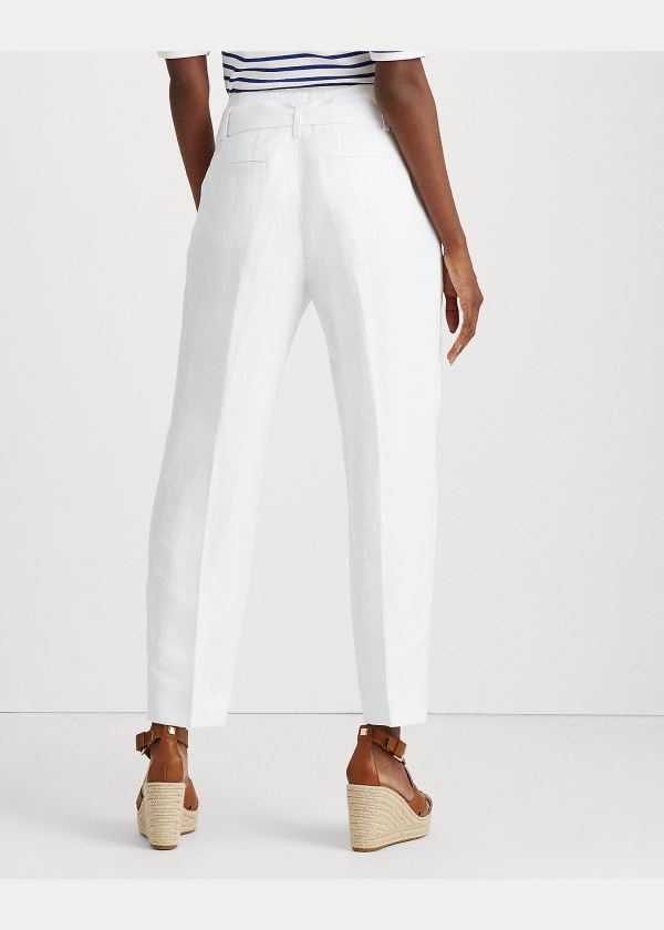 Ralph Lauren Linen-Twill Cropped Pant Bílé | v16PtJGW