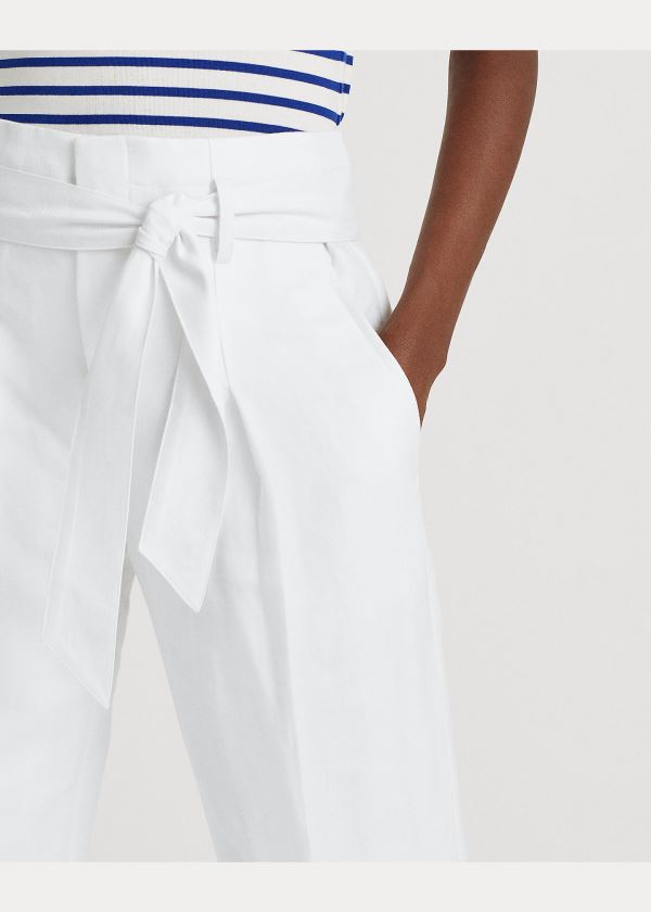 Ralph Lauren Linen-Twill Cropped Pant Bílé | v16PtJGW