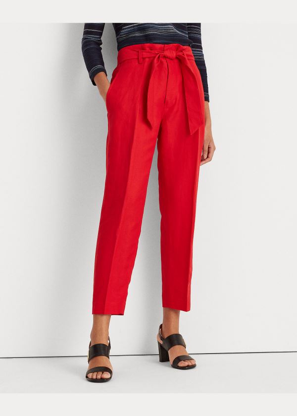 Ralph Lauren Linen-Twill Cropped Pant Červené | 4NFrF6UM