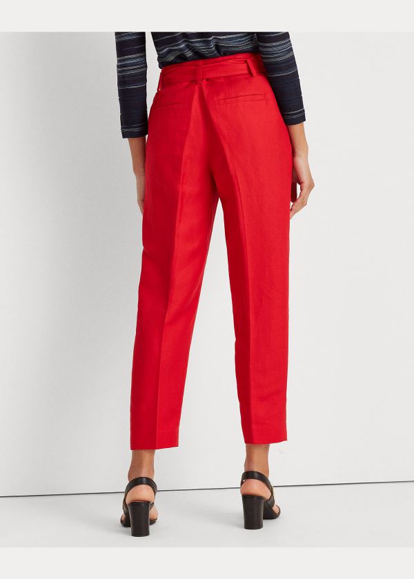 Ralph Lauren Linen-Twill Cropped Pant Červené | 4NFrF6UM