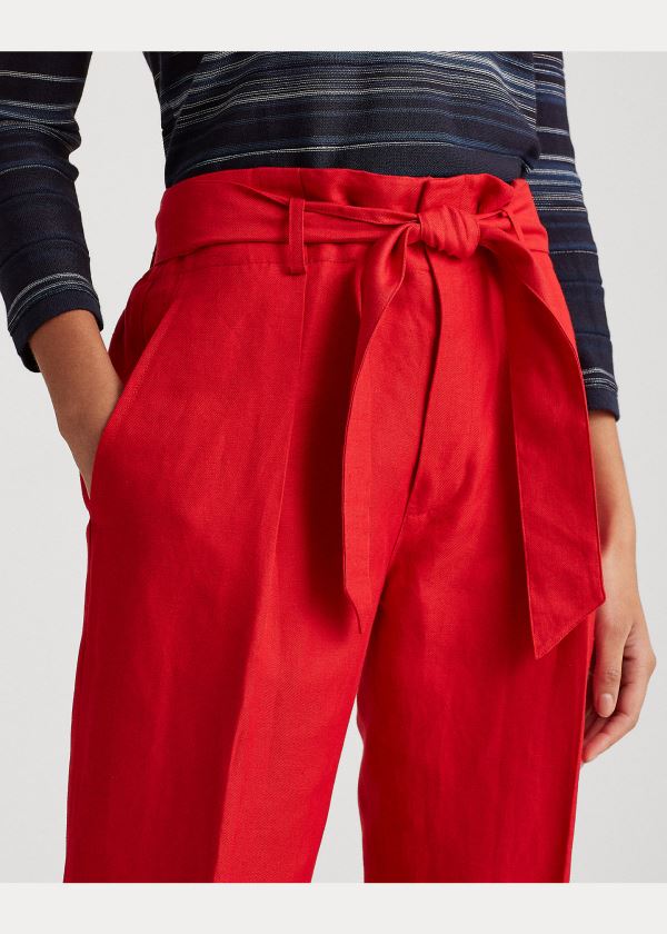 Ralph Lauren Linen-Twill Cropped Pant Červené | 4NFrF6UM