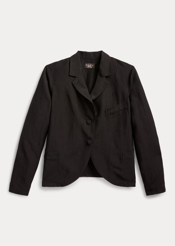 Ralph Lauren Linen-Wool Three-Button Jacket Černé | UyeEEv9K