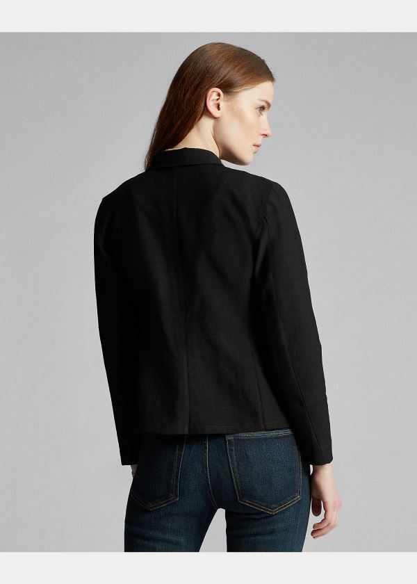 Ralph Lauren Linen-Wool Three-Button Jacket Černé | UyeEEv9K