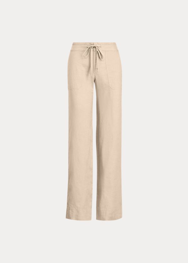 Ralph Lauren Linen Široké-Leg Pant Hnědé | JrS03QGe