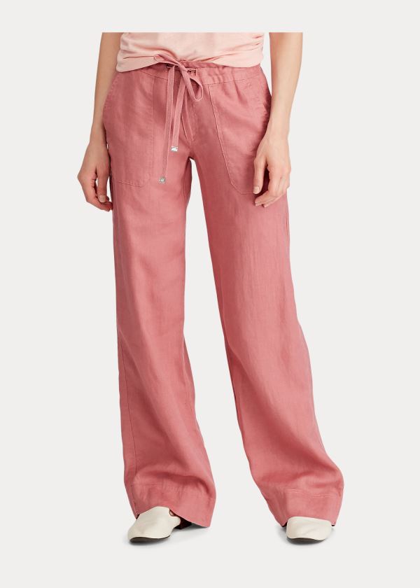 Ralph Lauren Linen Široké-Leg Pant Koralove | JWBDAhj3