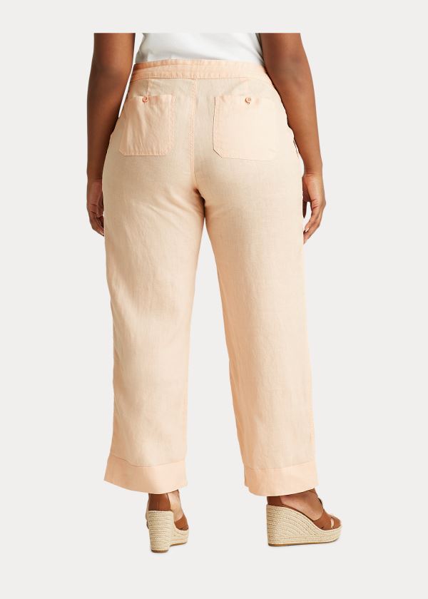 Ralph Lauren Linen Široké-Leg Pant Růžové | Xa0vX8De