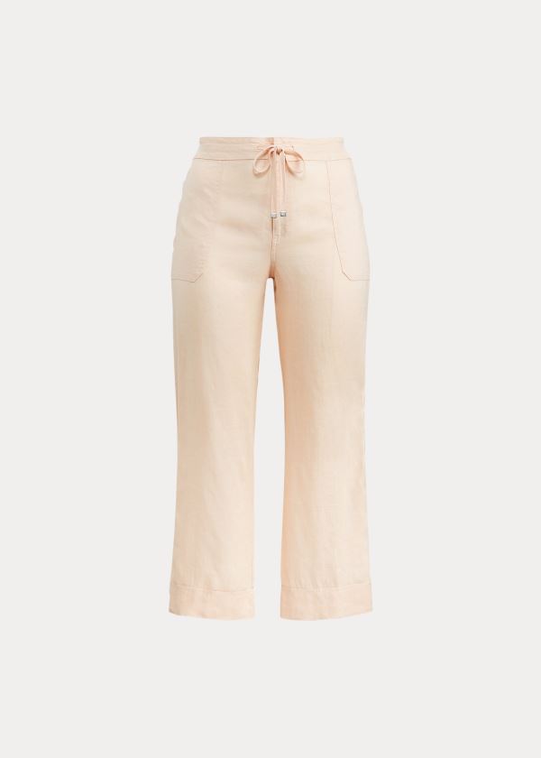 Ralph Lauren Linen Široké-Leg Pant Růžové | Xa0vX8De