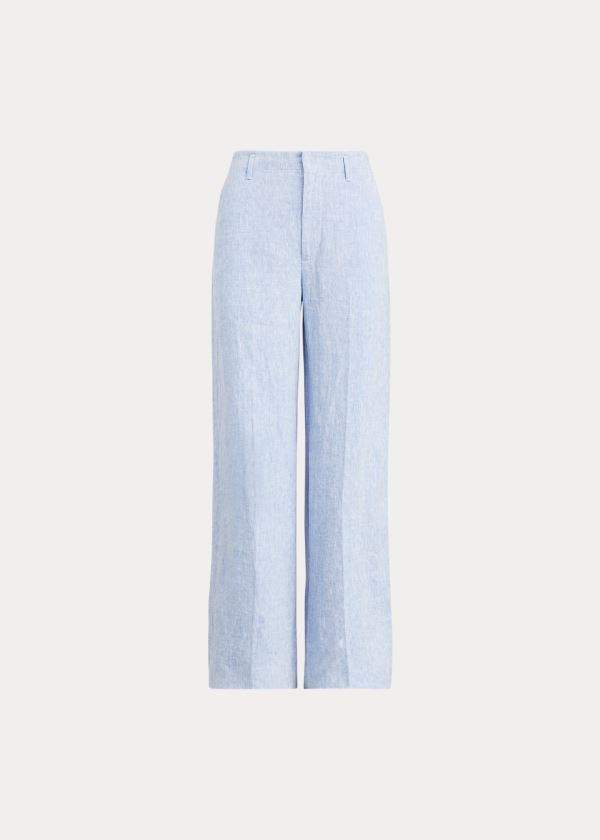 Ralph Lauren Linen Široké-Leg Pant Světle Blankyt | hTNdCmOr