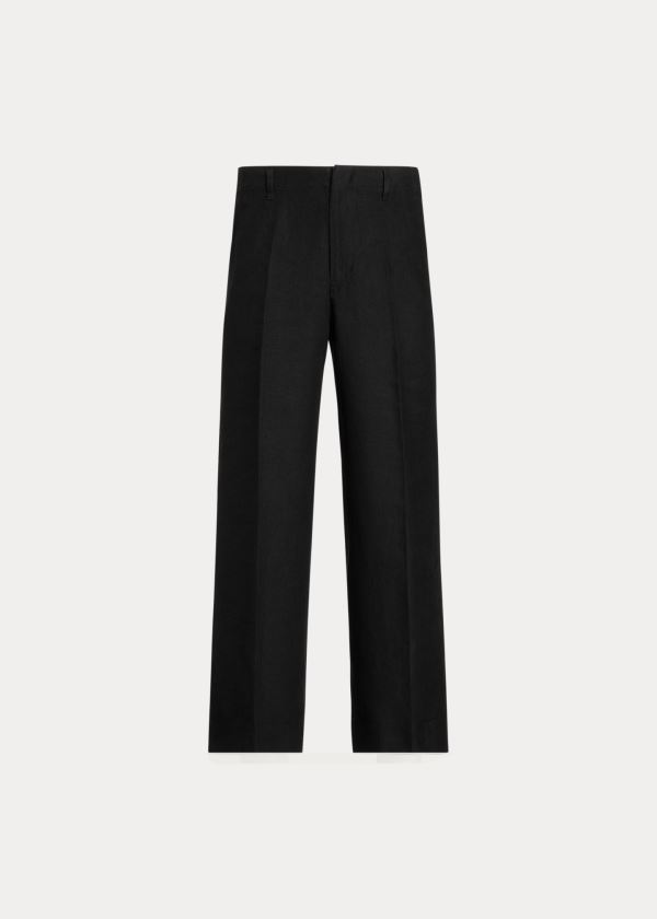 Ralph Lauren Linen Široké-Leg Pant Černé | ETSoilVF