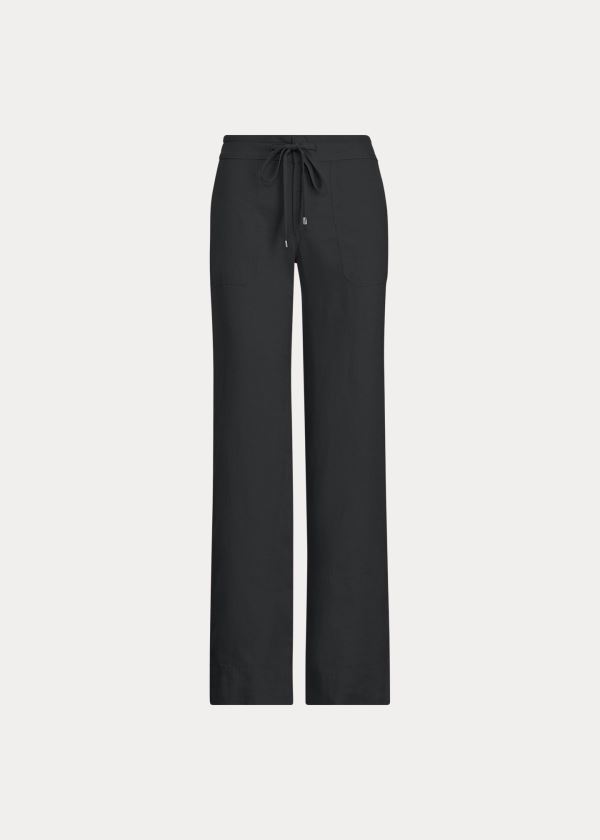 Ralph Lauren Linen Široké-Leg Pant Černé | PXCLhlru