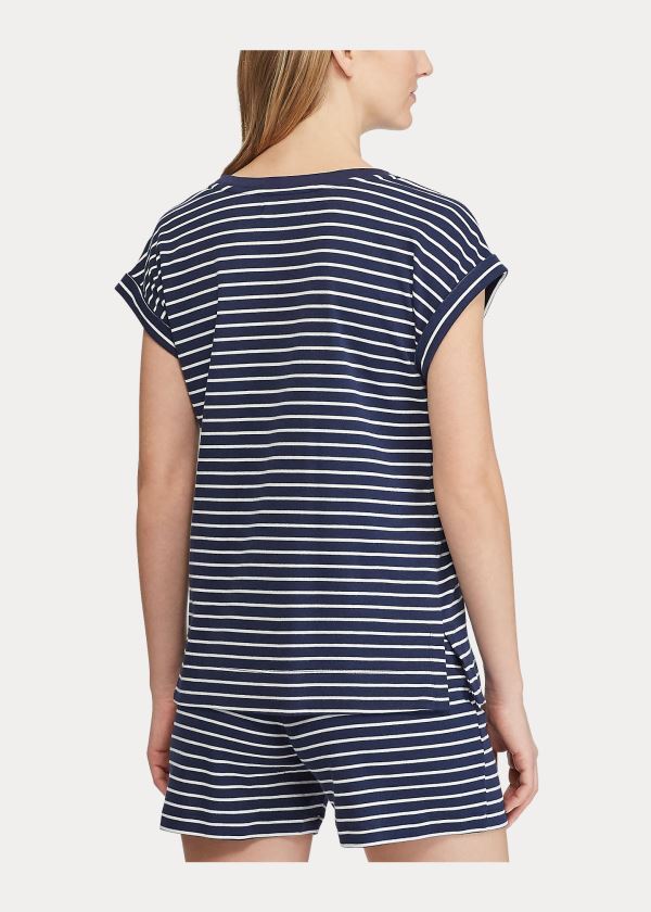 Ralph Lauren Logo Bavlněné-Blend Sleep Shirt Tmavě Blankyt | 4MvgYhc3