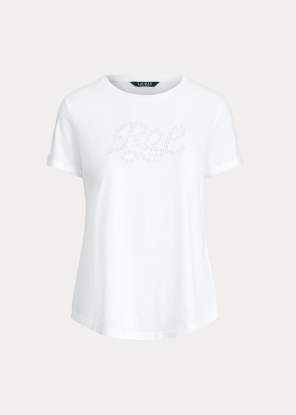 Ralph Lauren Logo Bavlněné-Blend Tee Bílé | 49XuUAVm