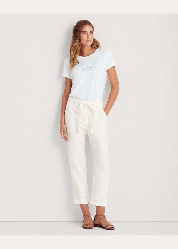 Ralph Lauren Logo Bavlněné-Blend Tee Bílé | 49XuUAVm