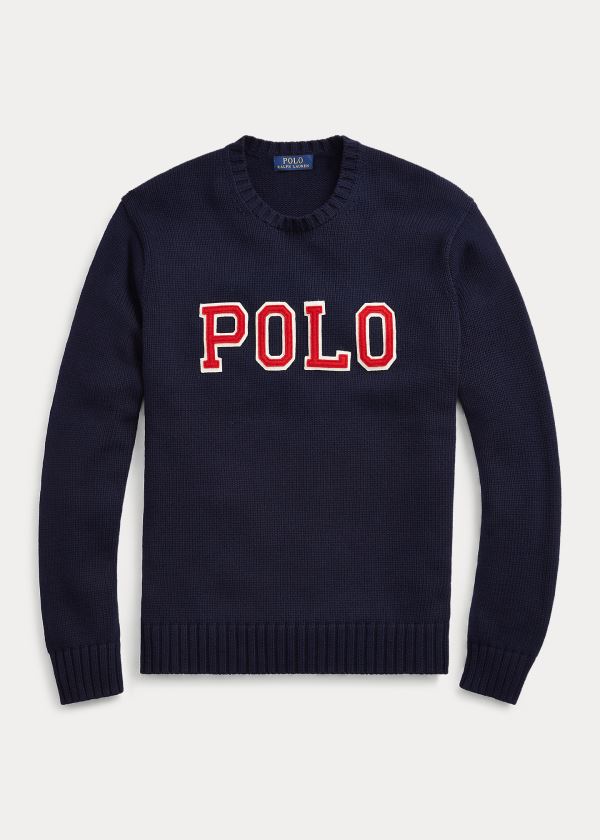 Ralph Lauren Logo Crewneck Svetrové Tmavě Blankyt | Zn1Vi7fX