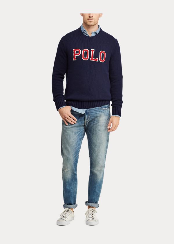 Ralph Lauren Logo Crewneck Svetrové Tmavě Blankyt | Zn1Vi7fX
