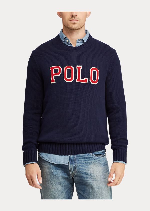 Ralph Lauren Logo Crewneck Svetrové Tmavě Blankyt | Zn1Vi7fX