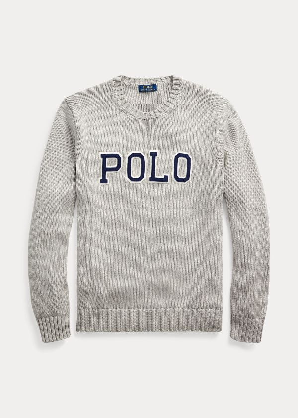 Ralph Lauren Logo Crewneck Svetrové Šedé | IwEns0BJ
