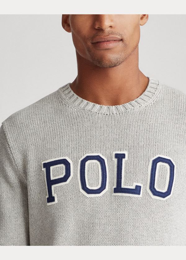 Ralph Lauren Logo Crewneck Svetrové Šedé | IwEns0BJ