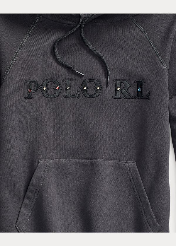 Ralph Lauren Logo Fleece Hoodie Černé Béžový | JEd9tTwE