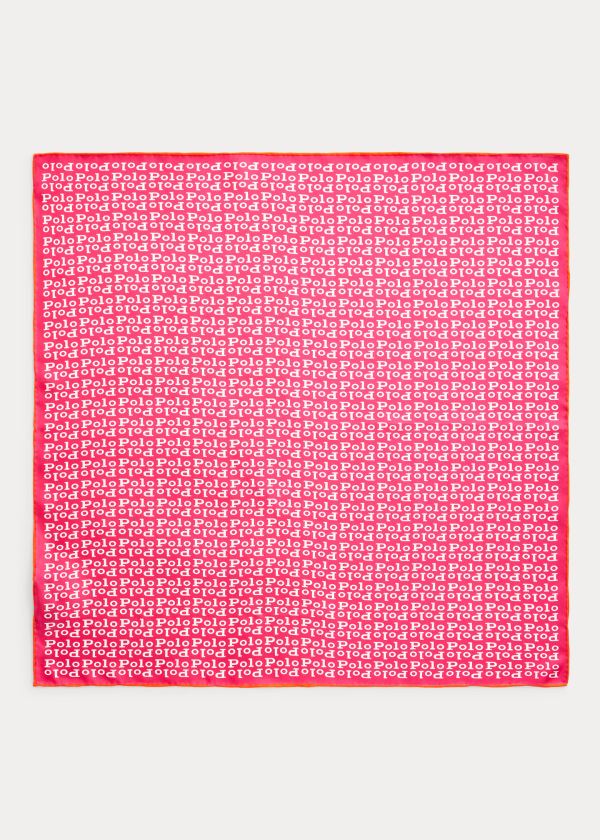 Ralph Lauren Logo-Print Silk Scarf Tmavě Růžové Bílé | 0ctImMER