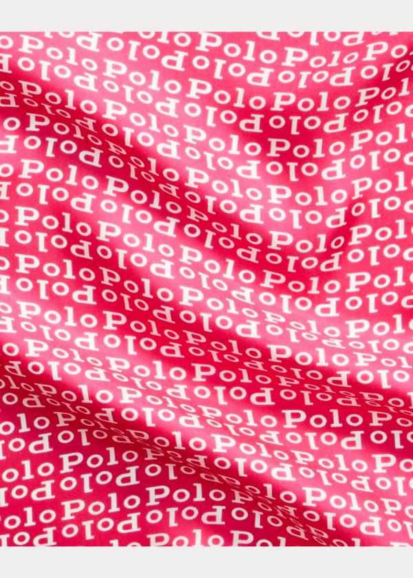 Ralph Lauren Logo-Print Silk Scarf Tmavě Růžové Bílé | 0ctImMER
