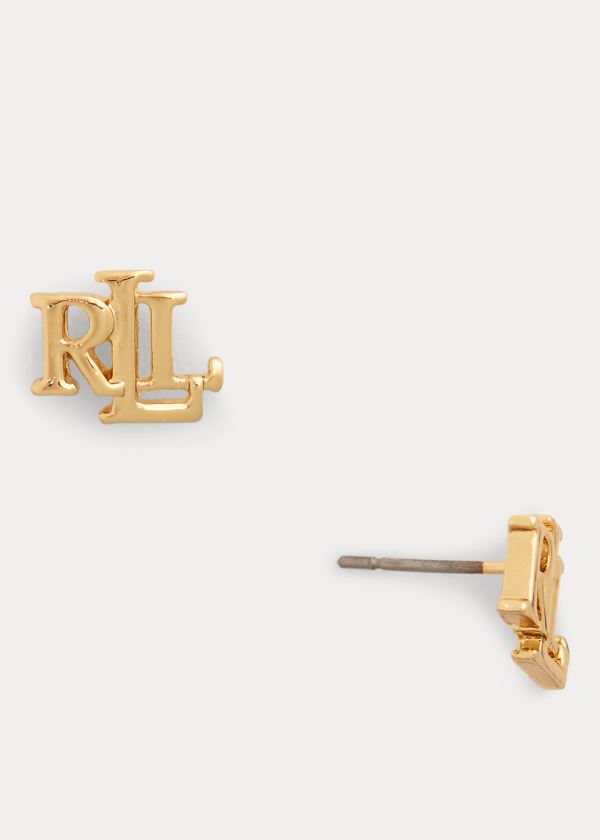 Ralph Lauren Logo Stud Earrings Stříbrné Tyrkysové | MfP6JZMl