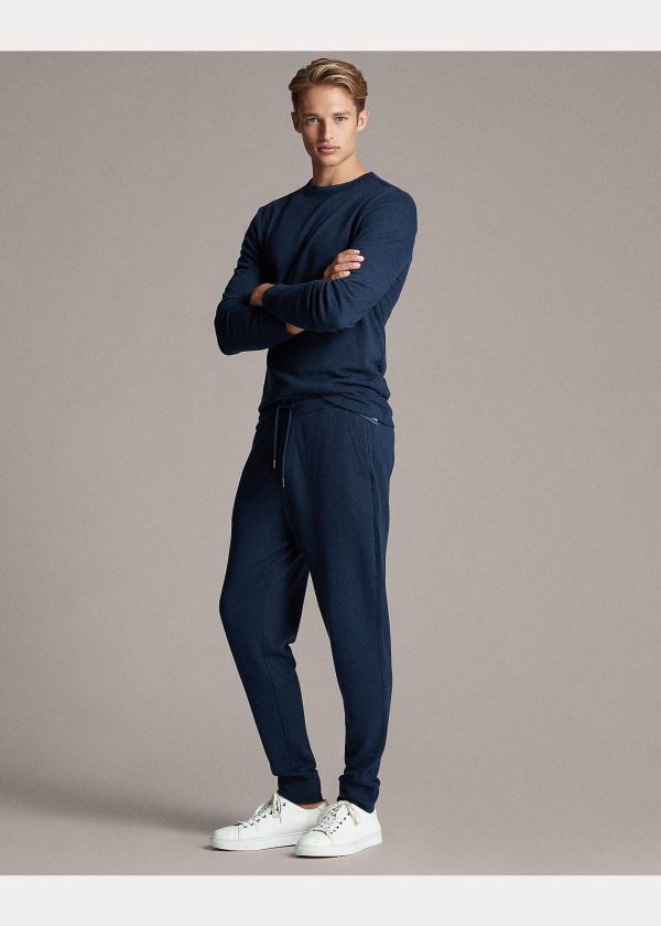 Ralph Lauren Long-Sleeve Crewneck T-Shirt Tmavě Blankyt | VC3TJtK4