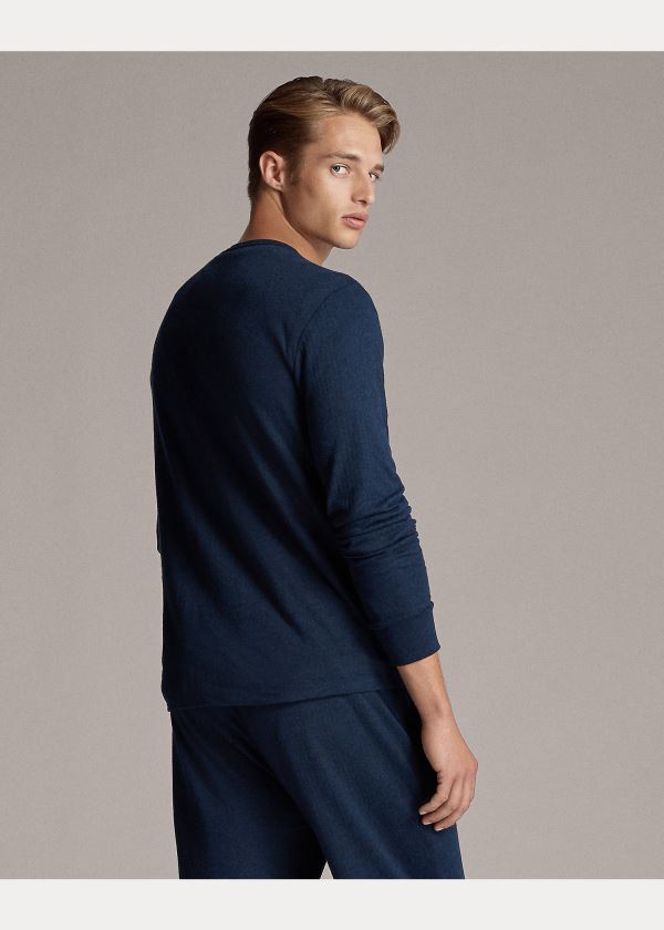 Ralph Lauren Long-Sleeve Crewneck T-Shirt Tmavě Blankyt | VC3TJtK4