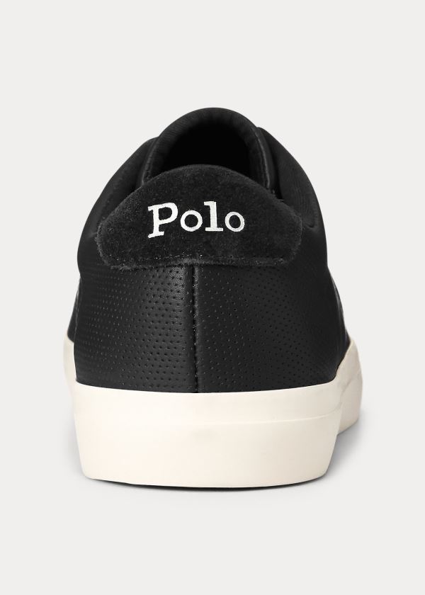 Ralph Lauren Longwood Læder Sneakers Černé | f07LQ3j0