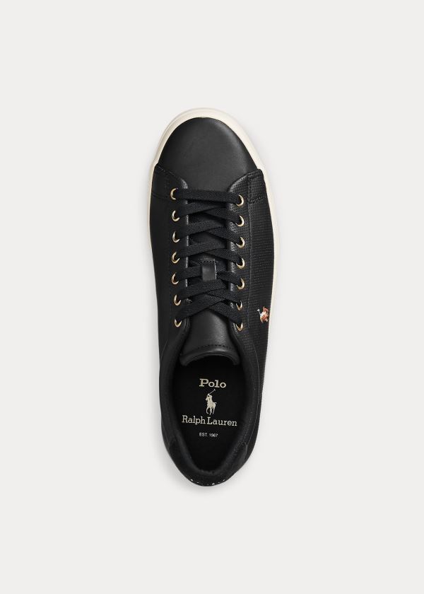Ralph Lauren Longwood Læder Sneakers Černé | f07LQ3j0