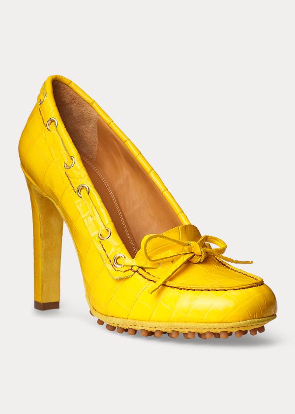 Ralph Lauren Lorean Embossed Calfskin Pump Žluté | 30tiETGn