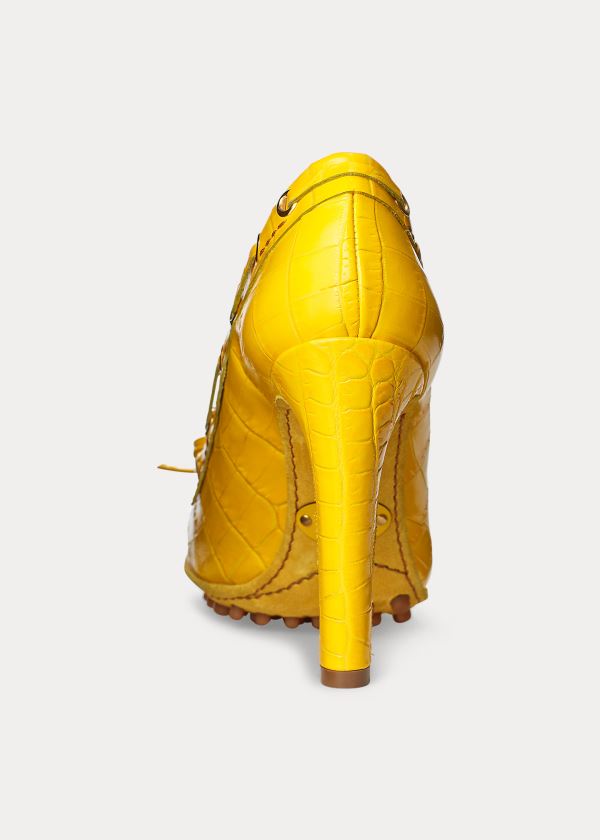 Ralph Lauren Lorean Embossed Calfskin Pump Žluté | 30tiETGn