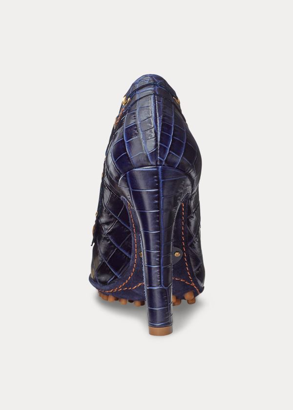 Ralph Lauren Lorean Embossed Calfskin Pump Tmavě Blankyt | 8R7Xdmx0