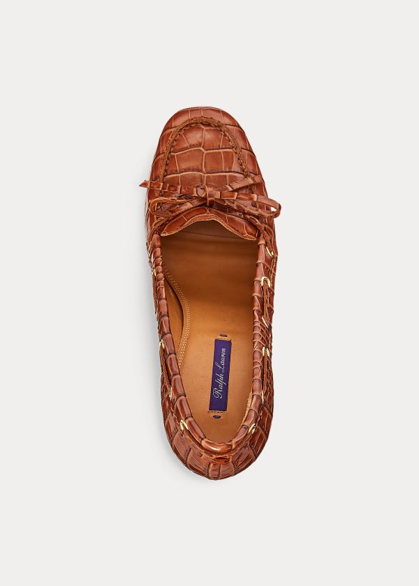 Ralph Lauren Lorean Embossed Calfskin Pump Hnědé | McosShX2