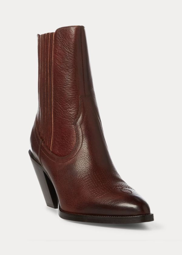Ralph Lauren Lowrey Læder Cowboy Boot Vínové | 2IkaAyJm