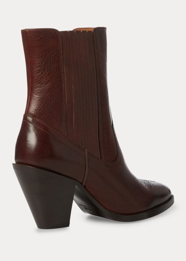 Ralph Lauren Lowrey Læder Cowboy Boot Vínové | 2IkaAyJm