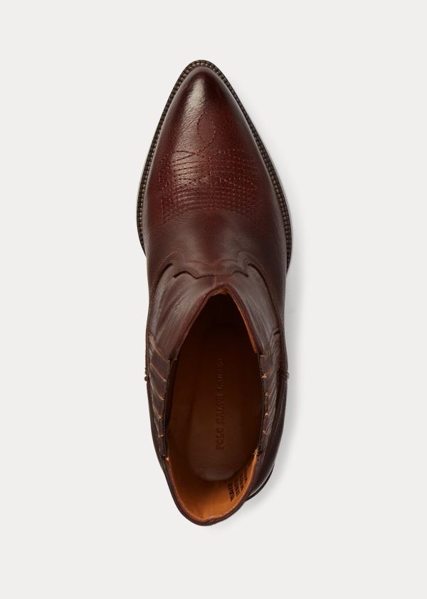Ralph Lauren Lowrey Læder Cowboy Boot Vínové | 2IkaAyJm