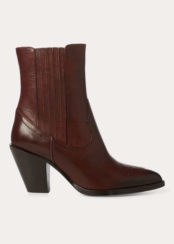 Ralph Lauren Lowrey Læder Cowboy Boot Vínové | 2IkaAyJm