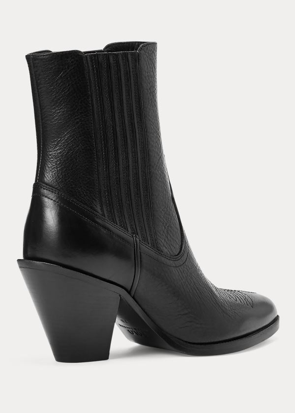 Ralph Lauren Lowrey Læder Cowboy Boot Černé | yZgXIh1O