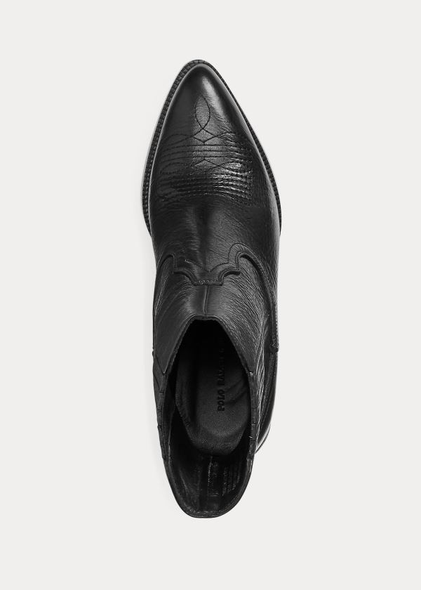Ralph Lauren Lowrey Læder Cowboy Boot Černé | yZgXIh1O