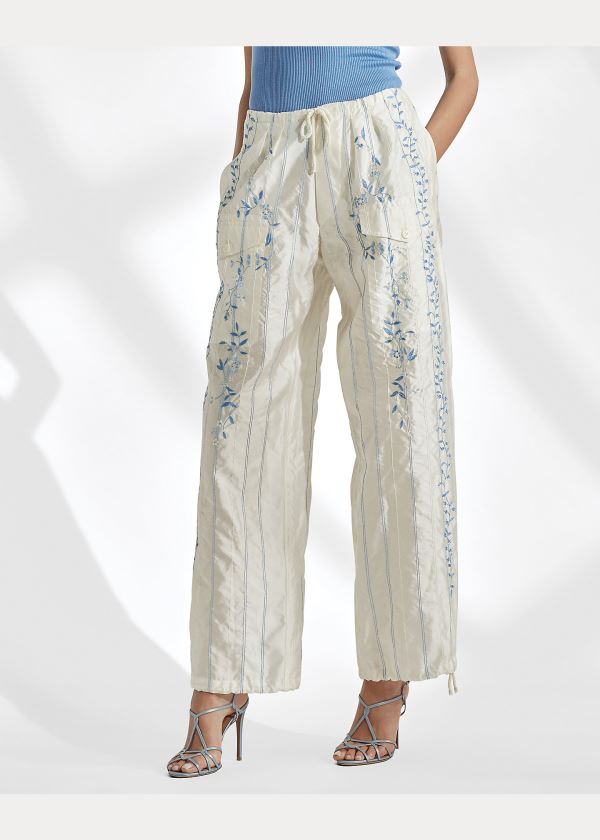 Ralph Lauren Lydia Silk Cargo Pant Béžový | o30VWIGR