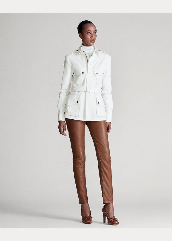 Ralph Lauren Lydie Belted Platene Jacket Krém | WBuTGq2h