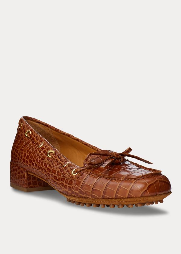Ralph Lauren Lyssa Embossed Calfskin Loafer Hnědé | Ki8reZQR