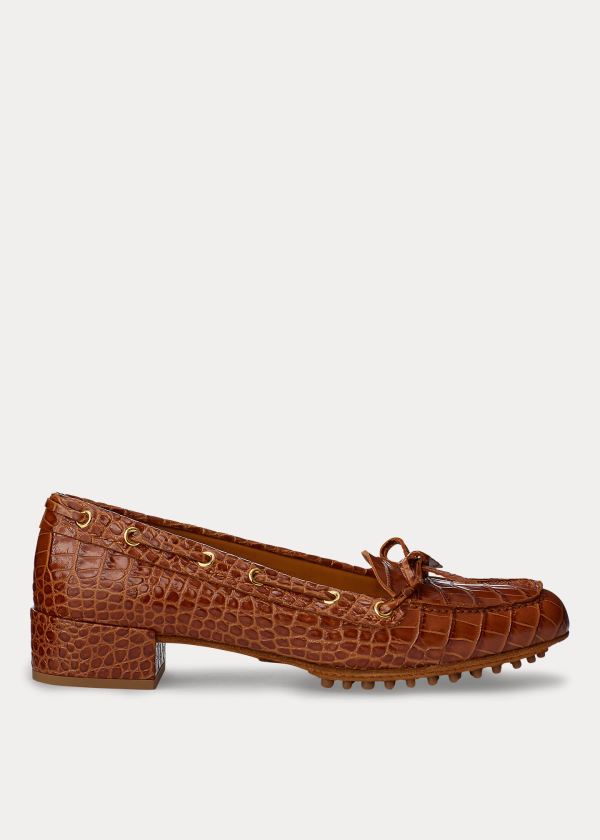 Ralph Lauren Lyssa Embossed Calfskin Loafer Hnědé | Ki8reZQR