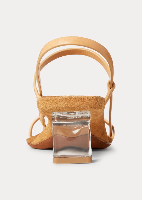 Ralph Lauren Læder Block-Heel Sandal Hnědé | 9FjV2zuD