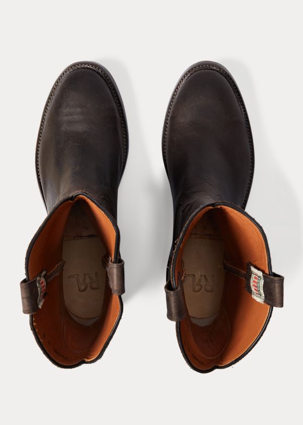 Ralph Lauren Læder Boot Černé | GC3JWVHJ