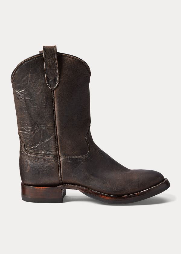 Ralph Lauren Læder Boot Černé | GC3JWVHJ